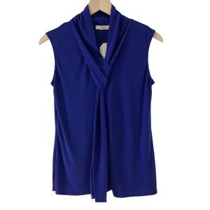 NWT! Prospect Blvd. Navy Cross Tie Sleeveless Career Blouse. Size Large